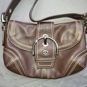 Coach brown leather buckle soho hobo bag
